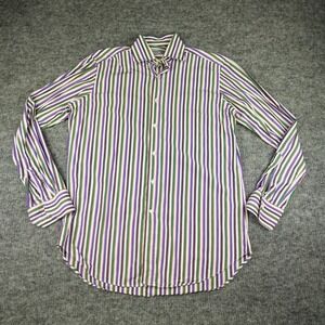 ETRO Shirt Mens 41 Multi Color Long Sleeve Button Up Made In Italy Lightweight‎